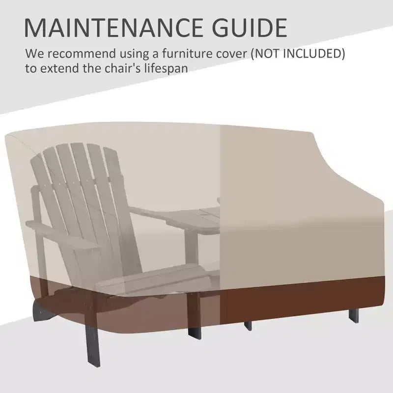 Outsunny Set di 3 Sedie Adirondack in Legno, Doppio Posto da Esterno con Tavolino Centrale e Foro per Ombrellone per Patio, Giardino, Terrazza, Focolare