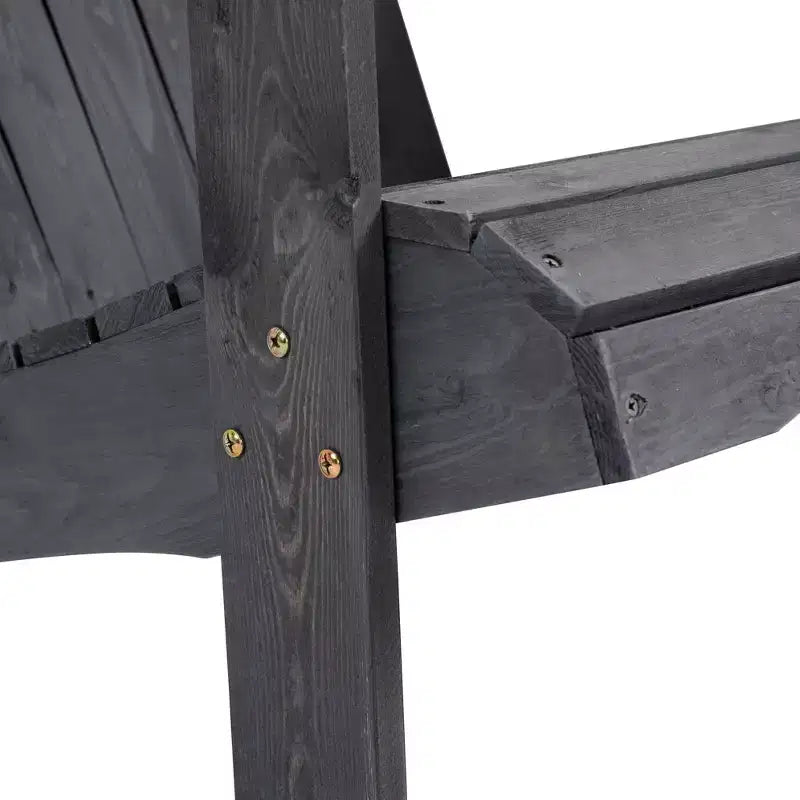 Outsunny Set di 3 Sedie Adirondack in Legno, Doppio Posto da Esterno con Tavolino Centrale e Foro per Ombrellone per Patio, Giardino, Terrazza, Focolare