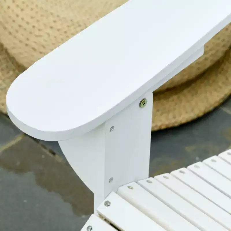 Set 3 Pezzi Pieghevole di Sedie Adirondack Outsunny con Pouf e Tavolino Laterale, Mobili da Esterno in Legno per Patio, per Zona Fuoco