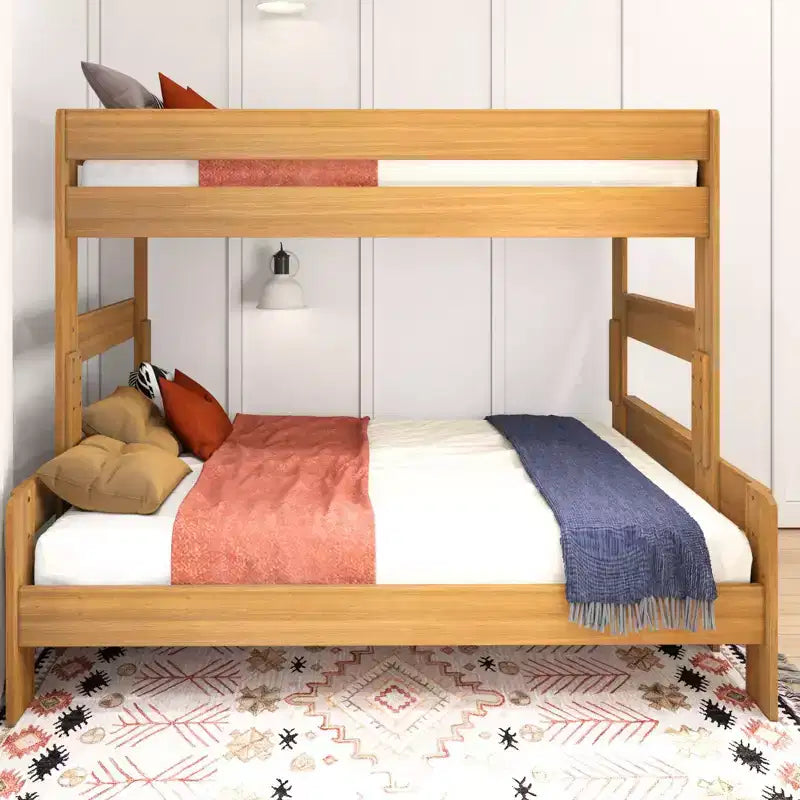 Letto a castello singolo sopra una piazza e mezza, letti a castello in legno massello stile fattoria moderna per bambini