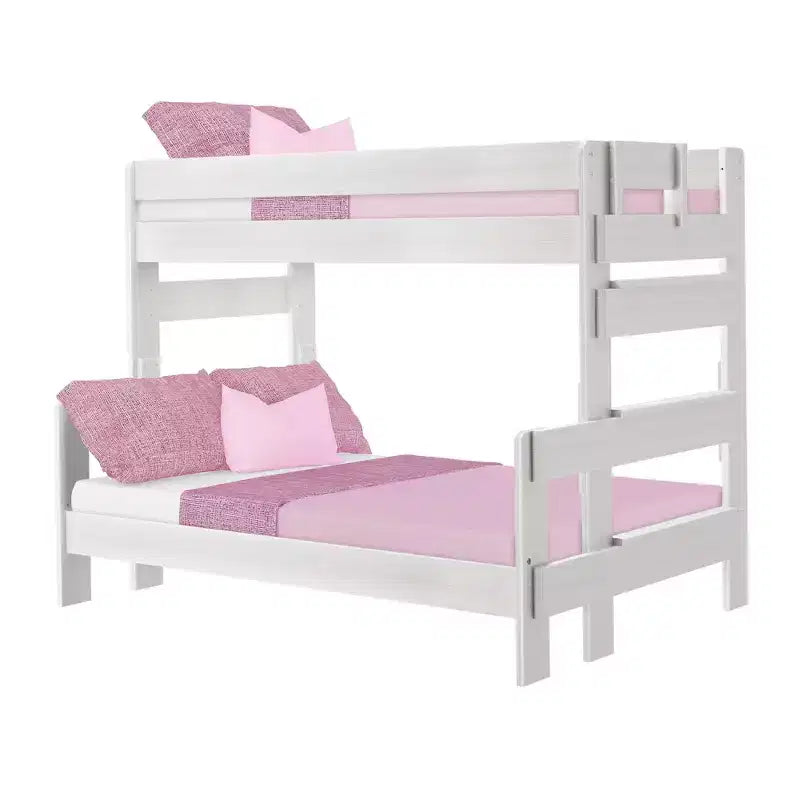 Letto a castello singolo sopra una piazza e mezza, letti a castello in legno massello stile fattoria moderna per bambini