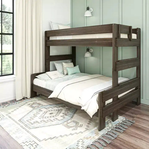 Max & Lily Bunk Bed Twin over Full Size, Modern Farmhouse Solid Wood Bunk Beds for Kids