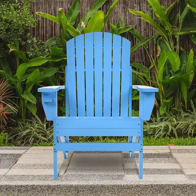 Outsunny Sedia Adirondack Extra Large, Seduta da Esterno per Braciere e Portico, Sedia a Sdraio Classica in Legno con Portabicchieri Integrato per Patio, Giardino