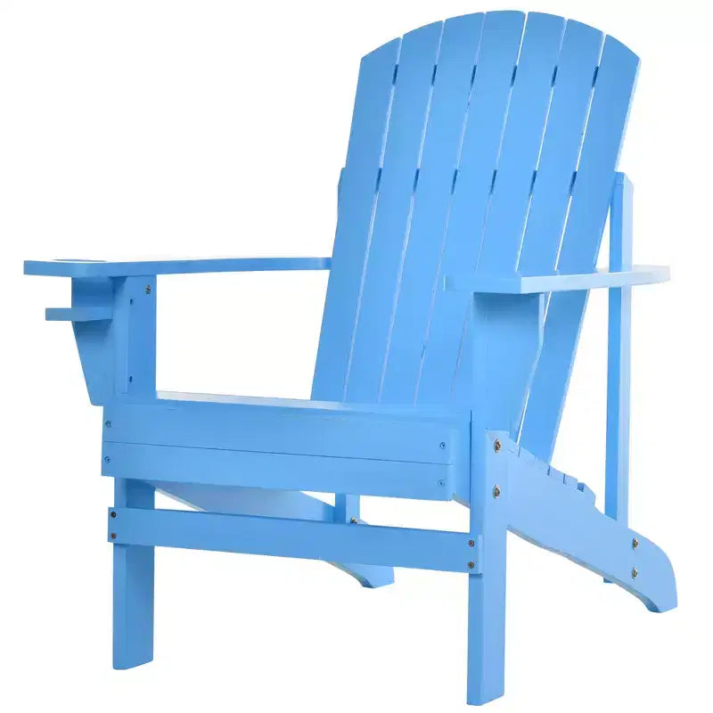 Outsunny Sedia Adirondack Extra Large, Seduta da Esterno per Braciere e Portico, Sedia a Sdraio Classica in Legno con Portabicchieri Integrato per Patio, Giardino