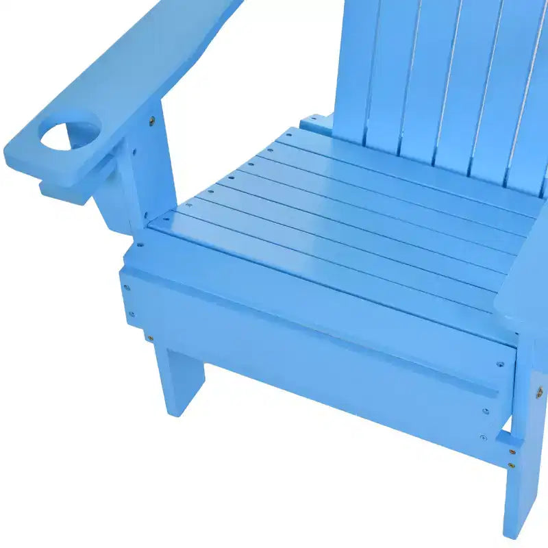 Outsunny Sedia Adirondack Extra Large, Seduta da Esterno per Braciere e Portico, Sedia a Sdraio Classica in Legno con Portabicchieri Integrato per Patio, Giardino