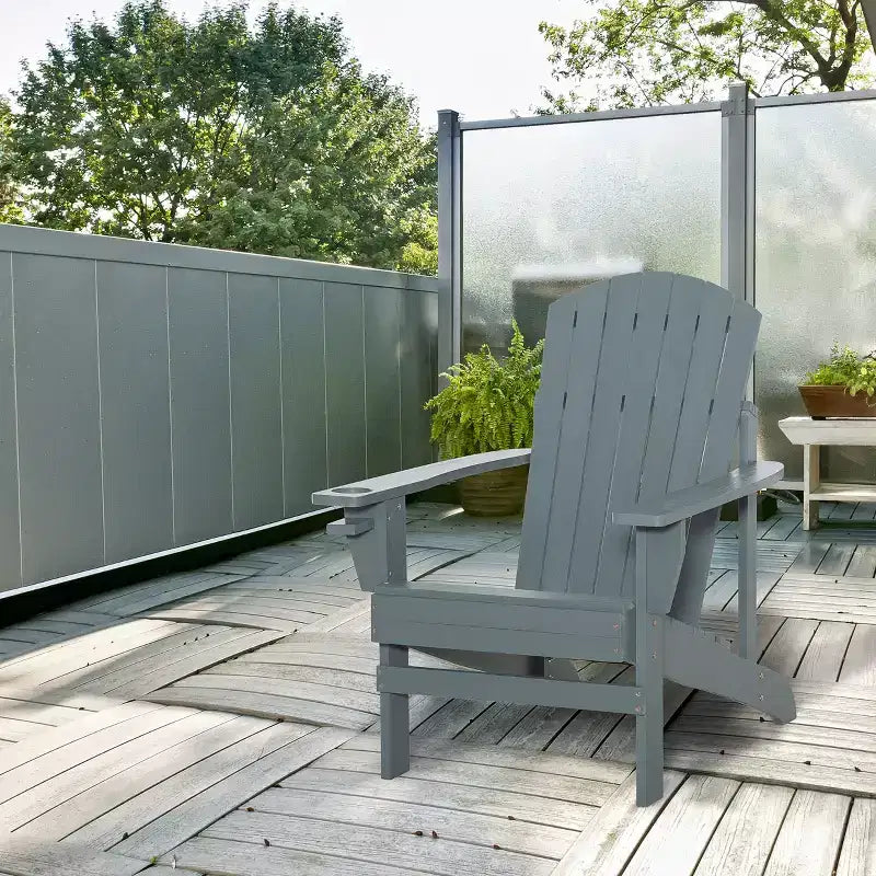 Outsunny Sedia Adirondack Extra Large, Seduta da Esterno per Braciere e Portico, Sedia a Sdraio Classica in Legno con Portabicchieri Integrato per Patio, Giardino