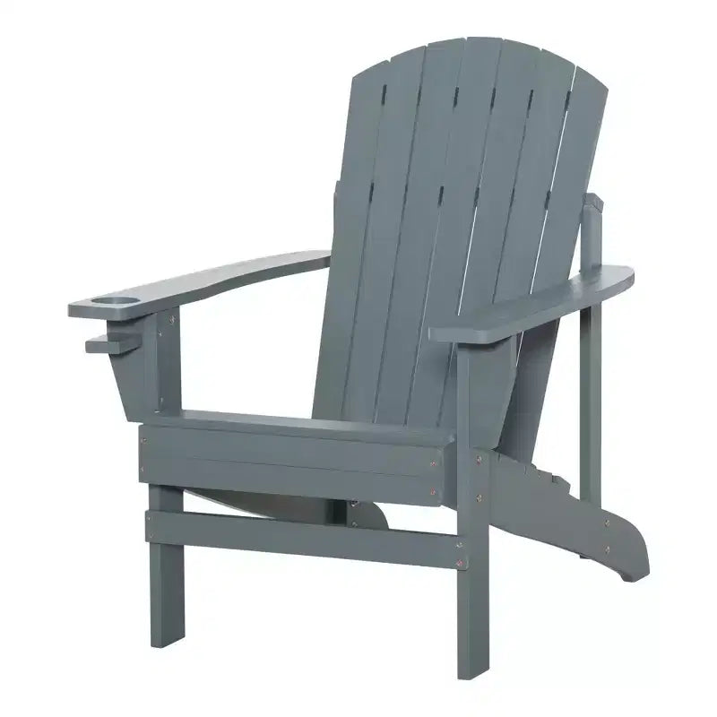 Outsunny Sedia Adirondack Extra Large, Seduta da Esterno per Braciere e Portico, Sedia a Sdraio Classica in Legno con Portabicchieri Integrato per Patio, Giardino