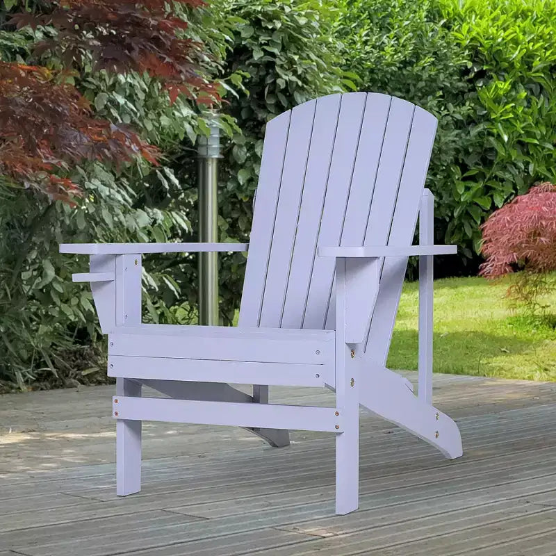 Outsunny Sedia Adirondack Extra Large, Seduta da Esterno per Braciere e Portico, Sedia a Sdraio Classica in Legno con Portabicchieri Integrato per Patio, Giardino
