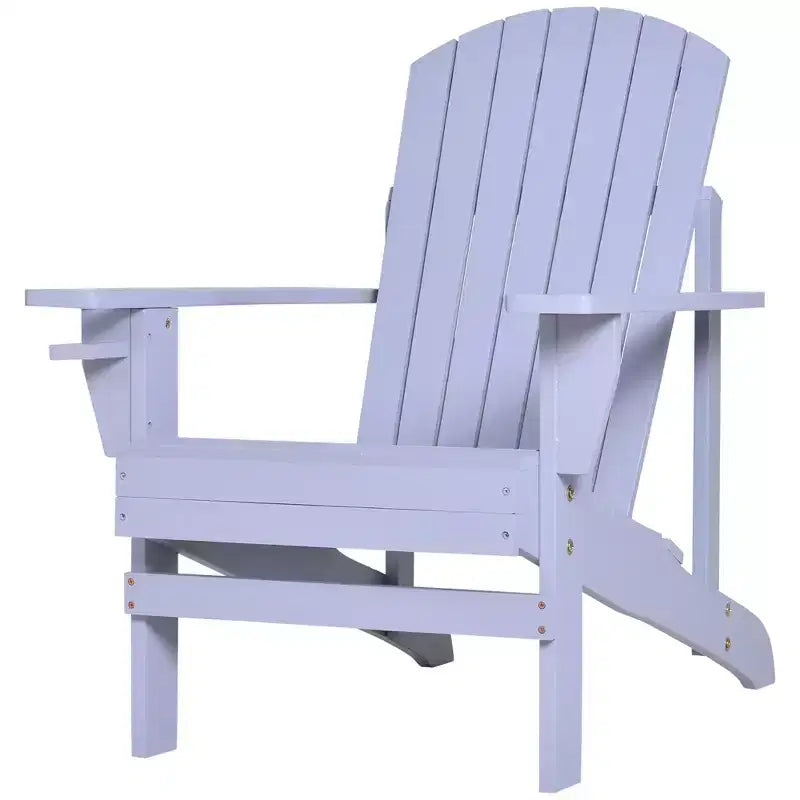 Outsunny Sedia Adirondack Extra Large, Seduta da Esterno per Braciere e Portico, Sedia a Sdraio Classica in Legno con Portabicchieri Integrato per Patio, Giardino