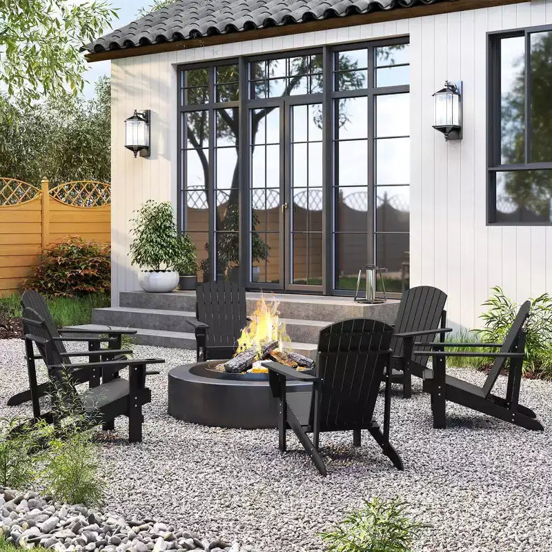 Outsunny Sedia Adirondack Extra Large, Seduta da Esterno per Braciere e Portico, Sedia a Sdraio Classica in Legno con Portabicchieri Integrato per Patio, Giardino