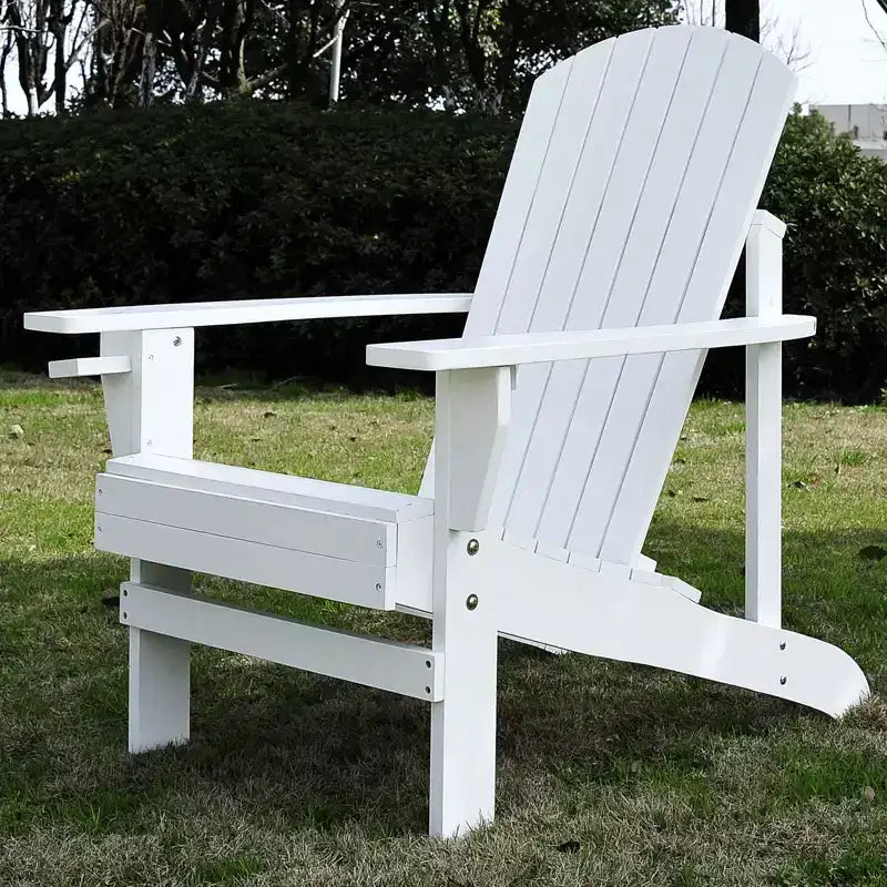 Outsunny Sedia Adirondack Extra Large, Seduta da Esterno per Braciere e Portico, Sedia a Sdraio Classica in Legno con Portabicchieri Integrato per Patio, Giardino