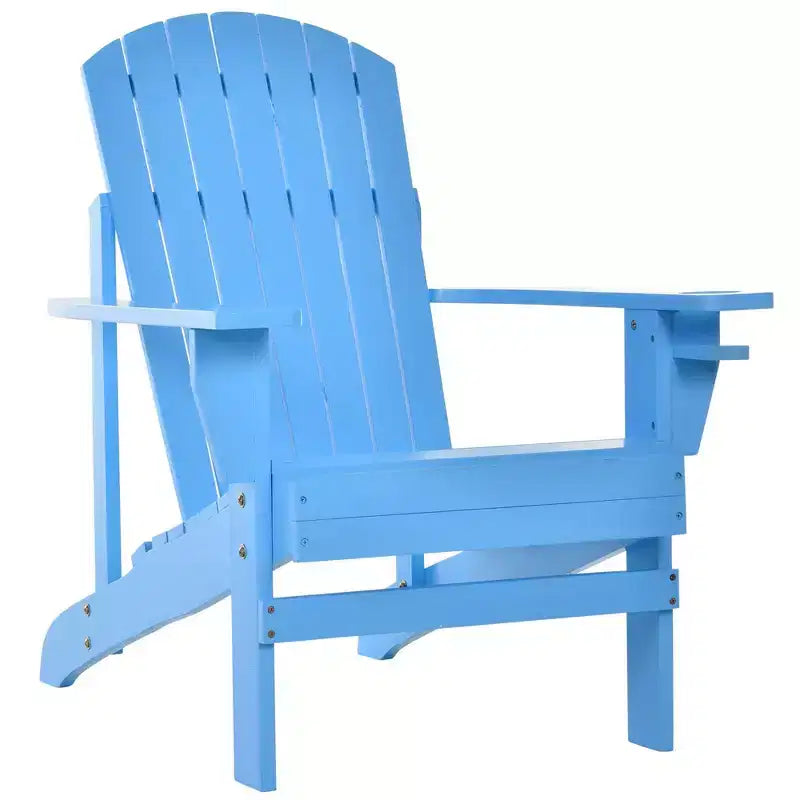 Outsunny Sedia Adirondack Extra Large, Seduta da Esterno per Braciere e Portico, Sedia a Sdraio Classica in Legno con Portabicchieri Integrato per Patio, Giardino