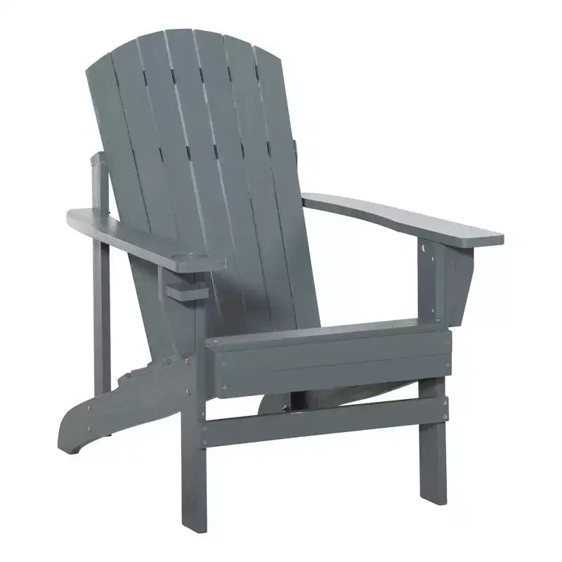 Outsunny Sedia Adirondack Extra Large, Seduta da Esterno per Braciere e Portico, Sedia a Sdraio Classica in Legno con Portabicchieri Integrato per Patio, Giardino