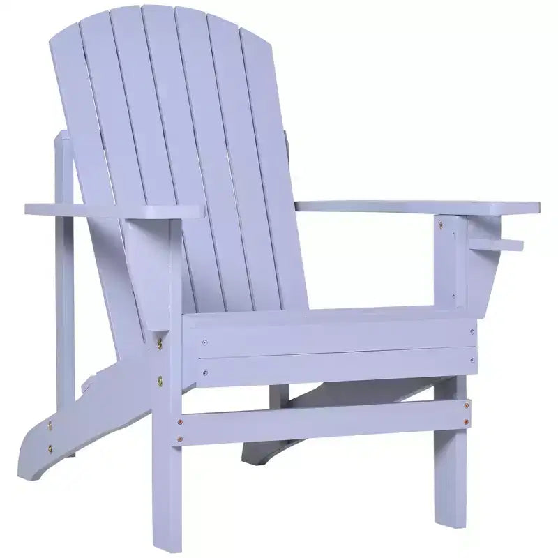 Outsunny Sedia Adirondack Extra Large, Seduta da Esterno per Braciere e Portico, Sedia a Sdraio Classica in Legno con Portabicchieri Integrato per Patio, Giardino