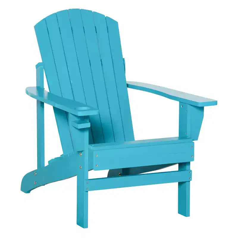 Outsunny Sedia Adirondack Extra Large, Seduta da Esterno per Braciere e Portico, Sedia a Sdraio Classica in Legno con Portabicchieri Integrato per Patio, Giardino