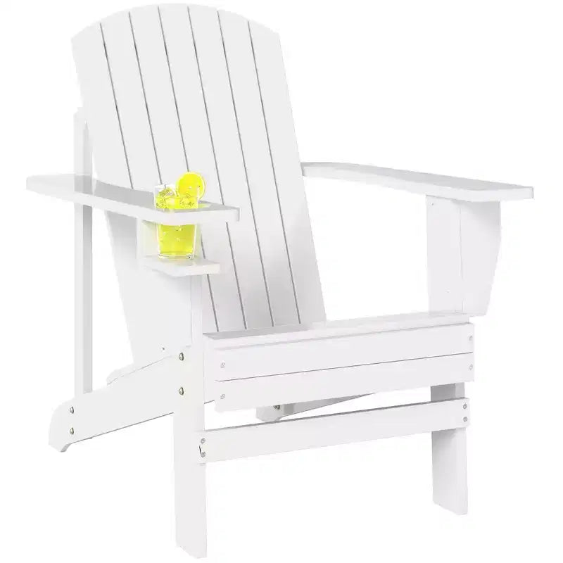 Outsunny Sedia Adirondack Extra Large, Seduta da Esterno per Braciere e Portico, Sedia a Sdraio Classica in Legno con Portabicchieri Integrato per Patio, Giardino