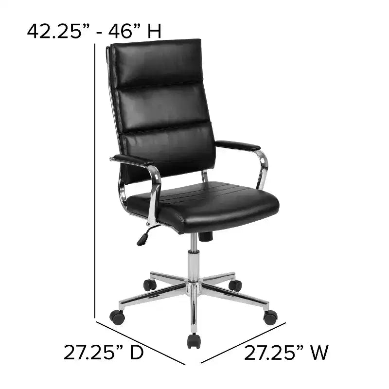Sedia da ufficio ergonomica con schienale alto, braccioli in metallo imbottiti, sedia direzionale girevole per computer e scrivania