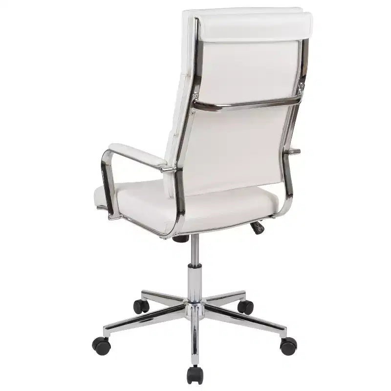 Sedia da ufficio ergonomica con schienale alto, braccioli in metallo imbottiti, sedia direzionale girevole per computer e scrivania