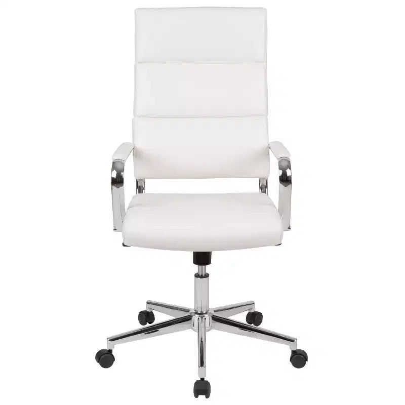 Sedia da ufficio ergonomica con schienale alto, braccioli in metallo imbottiti, sedia direzionale girevole per computer e scrivania