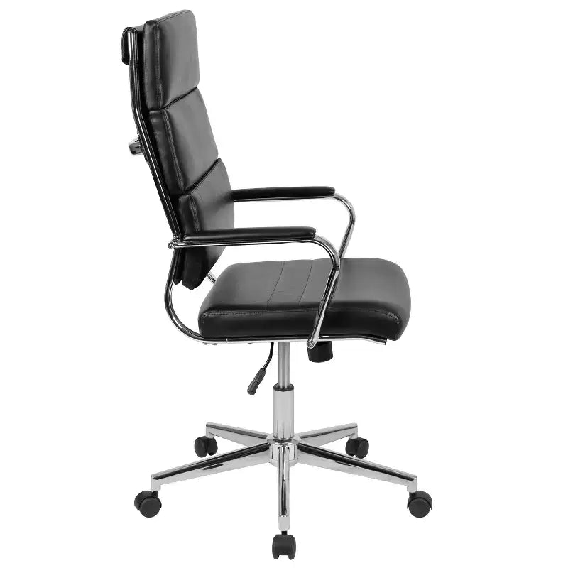 Sedia da ufficio ergonomica con schienale alto, braccioli in metallo imbottiti, sedia direzionale girevole per computer e scrivania