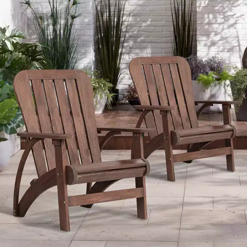 Teal Island Designs Dylan Sedie Adirondack da Esterno in Legno Scuro, Set da 2