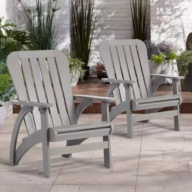 Teal Island Designs Dylan Gray Wash, Set di 2 sedie Adirondack in legno per veranda o patio