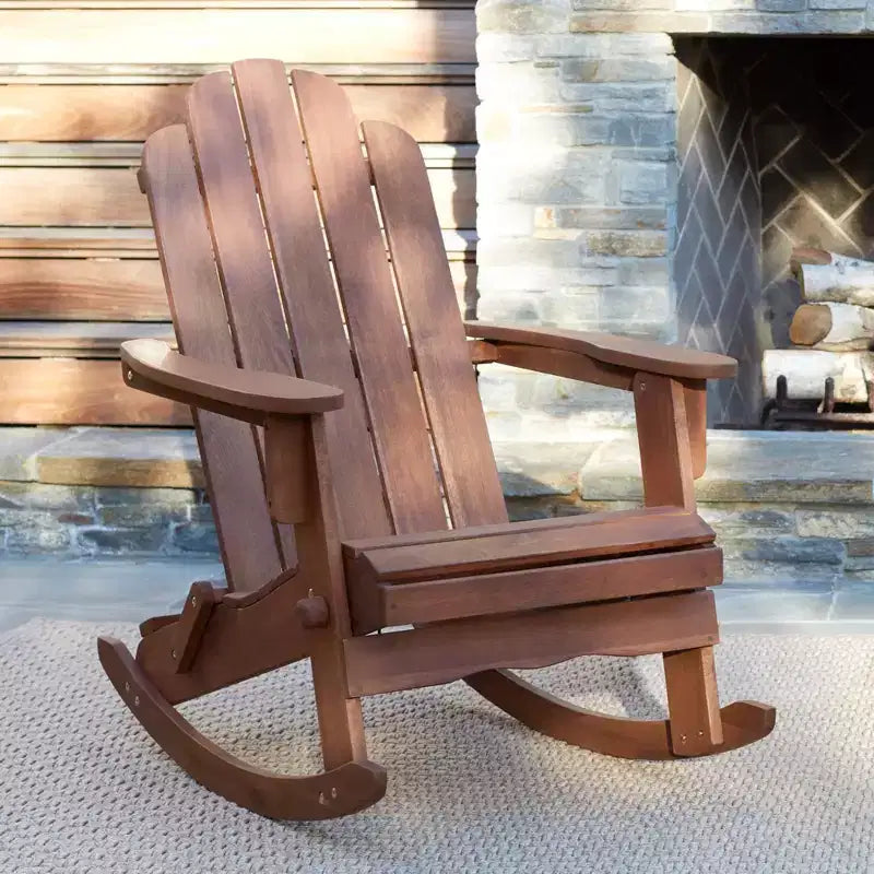 Teal Island Designs Chandler Sedie a Dondolo Adirondack Scure Naturali Set da 2
