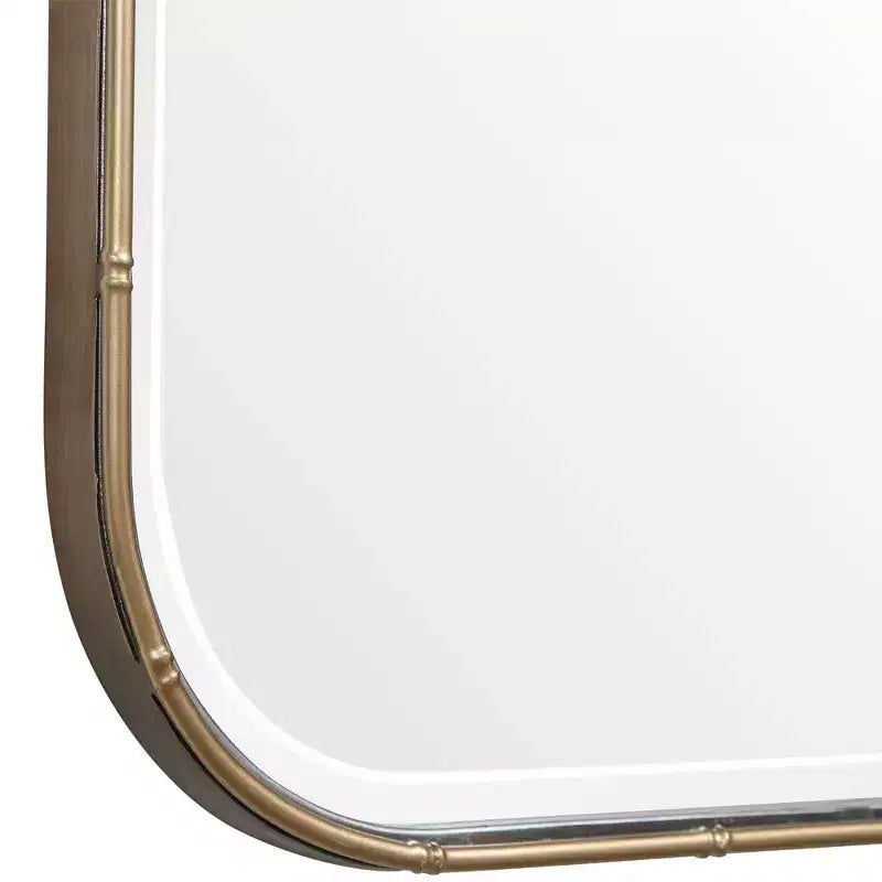 Specchio da parete rettangolare da bagno/camera da letto/casa, moderno con bordo smussato, cornice in ferro dorato anticato, larghezza 51,4 cm