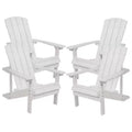 Merrick Lane Set of 4 All-Weather Poly Resin Wood Adirondack Chairs in White