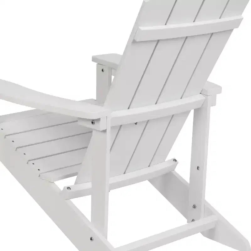 Merrick Lane Lot de 4 Fauteuils Adirondack en Résine Polaire Tout Temps Aspect Bois Blanc