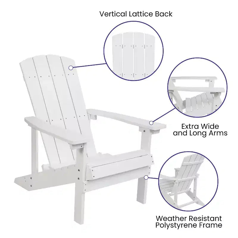 Merrick Lane Set di 2 Sedie da Esterno Adirondack per Tutte le Stagioni con Tavolino Abbinato