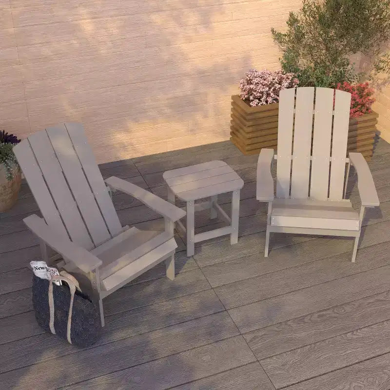 Merrick Lane Set di 2 Sedie da Esterno Adirondack per Tutte le Stagioni con Tavolino Abbinato