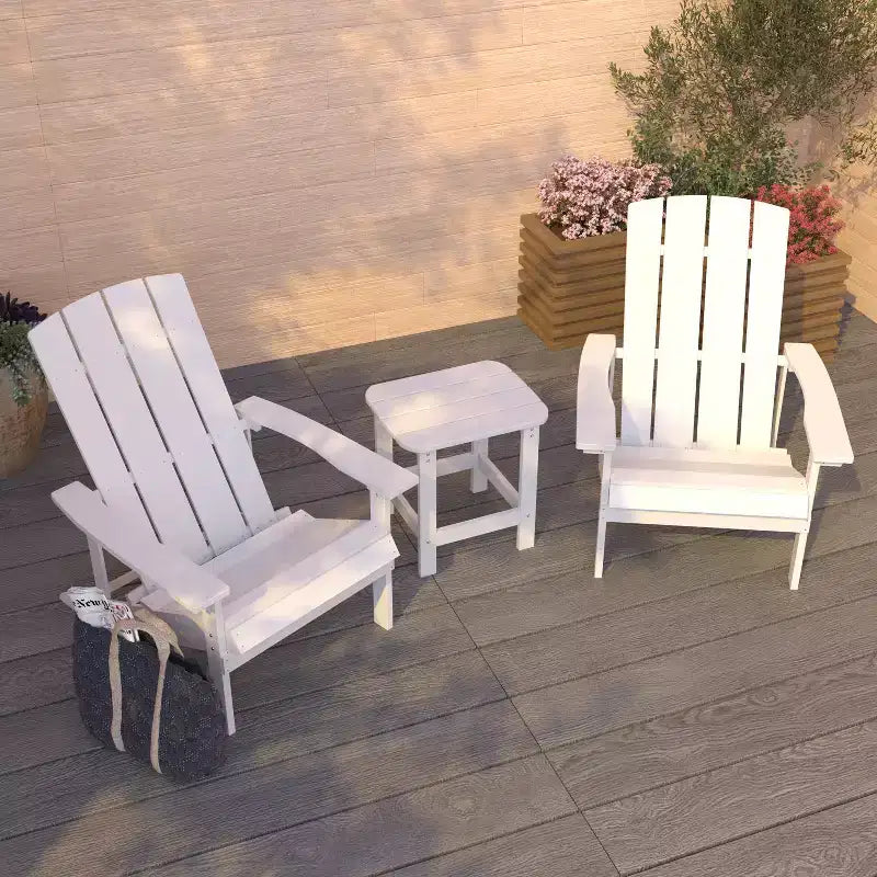 Merrick Lane Set di 2 Sedie da Esterno Adirondack per Tutte le Stagioni con Tavolino Abbinato