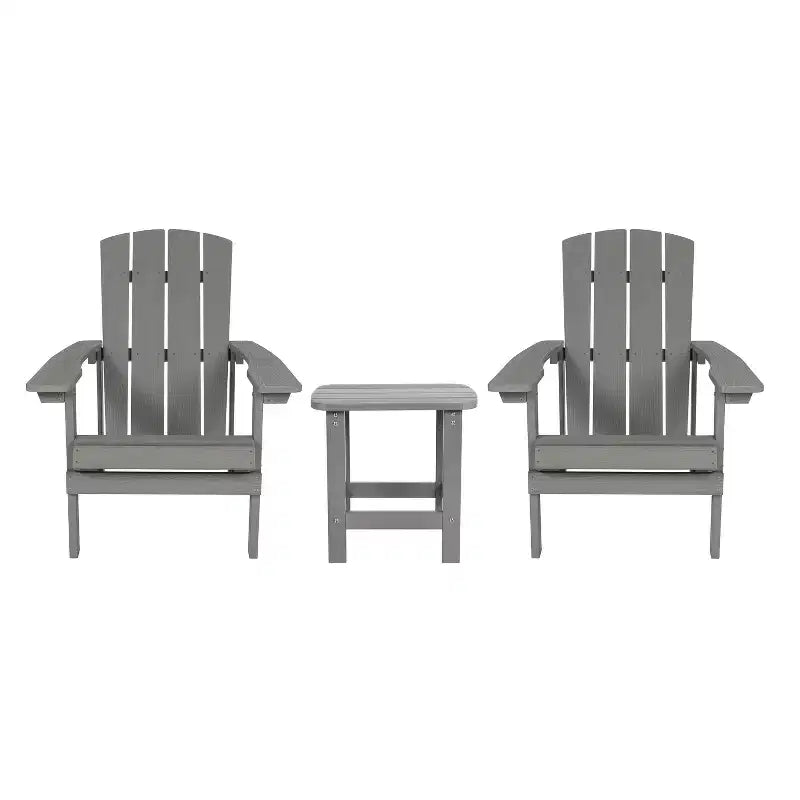 Merrick Lane Set di 2 Sedie da Esterno Adirondack per Tutte le Stagioni con Tavolino Abbinato