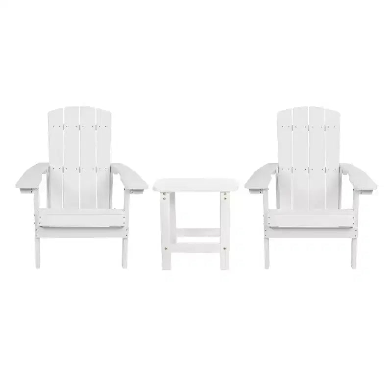 Merrick Lane Set di 2 Sedie da Esterno Adirondack per Tutte le Stagioni con Tavolino Abbinato