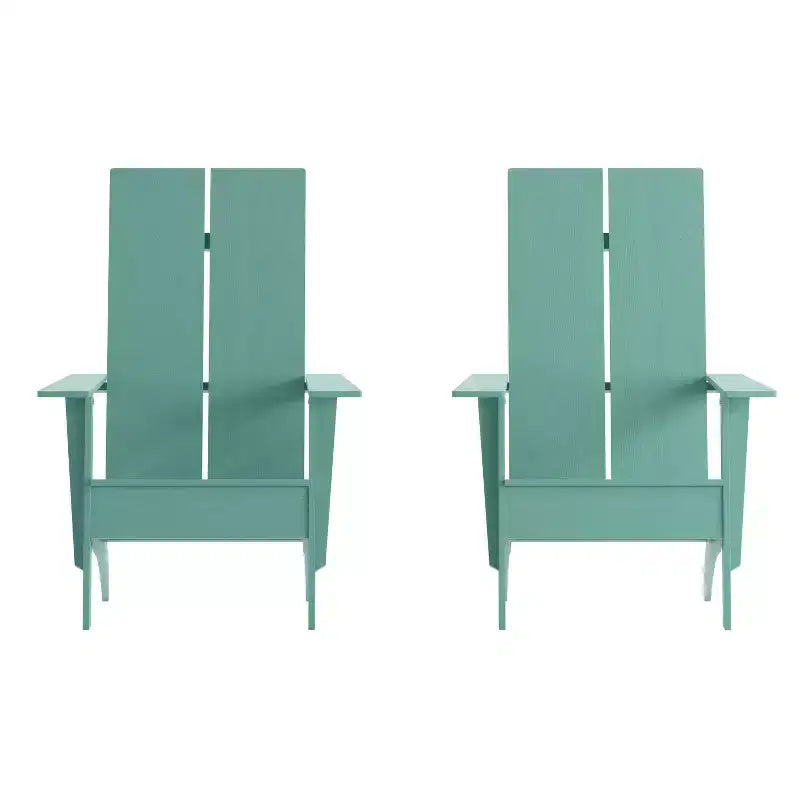 Flash Furniture Set of 2 Sawyer Modern All-Weather Poly Resin Wood Adirondack Chairs