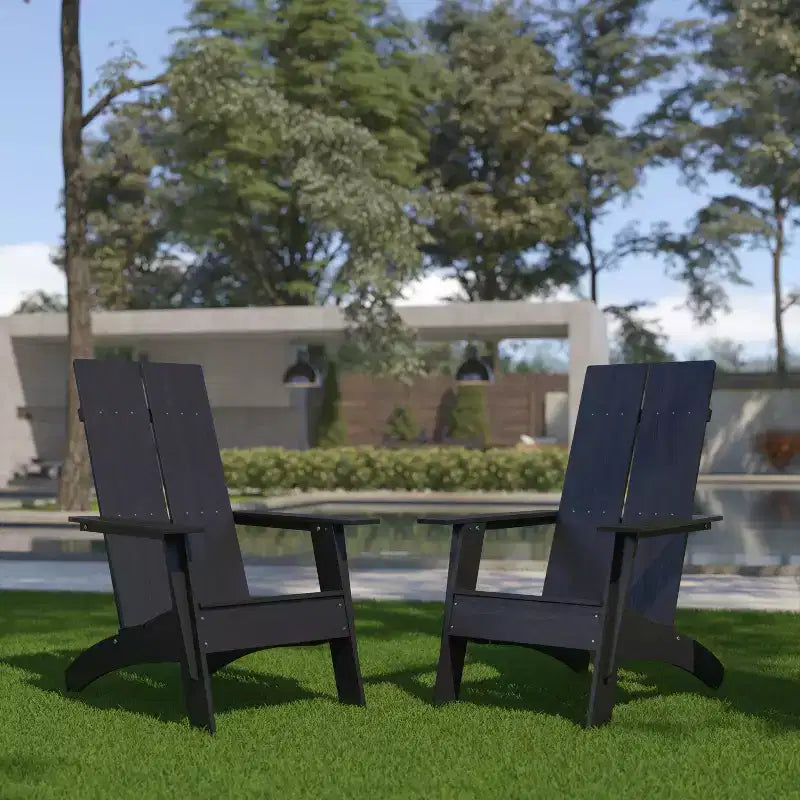 Flash Furniture Set di 2 Sedie Adirondack Sawyer Moderne in Legno di Poliresina per Tutte le Stagioni