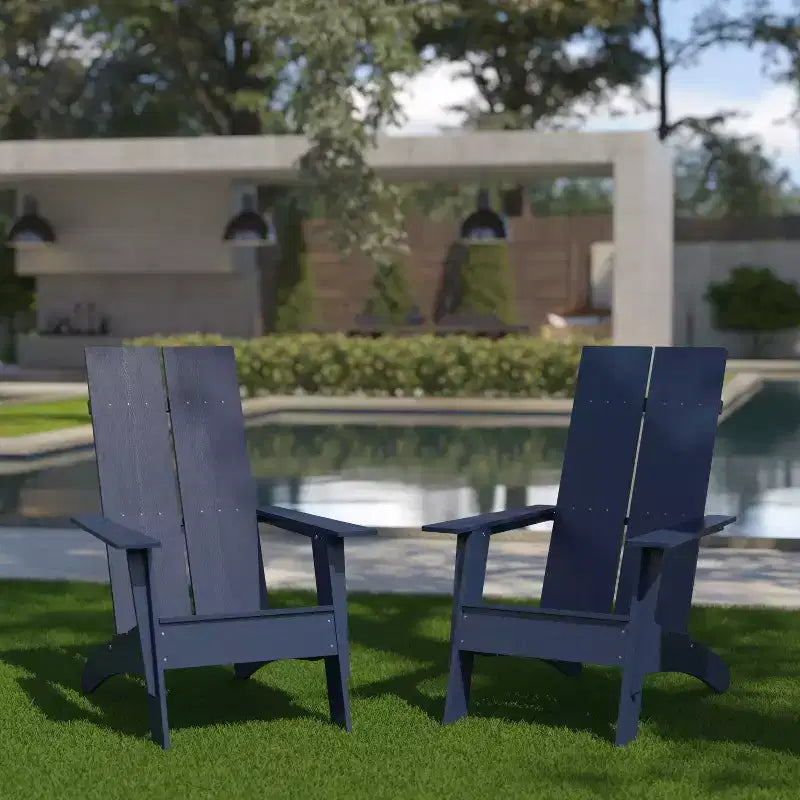 Flash Furniture Set di 2 Sedie Adirondack Sawyer Moderne in Legno di Poliresina per Tutte le Stagioni