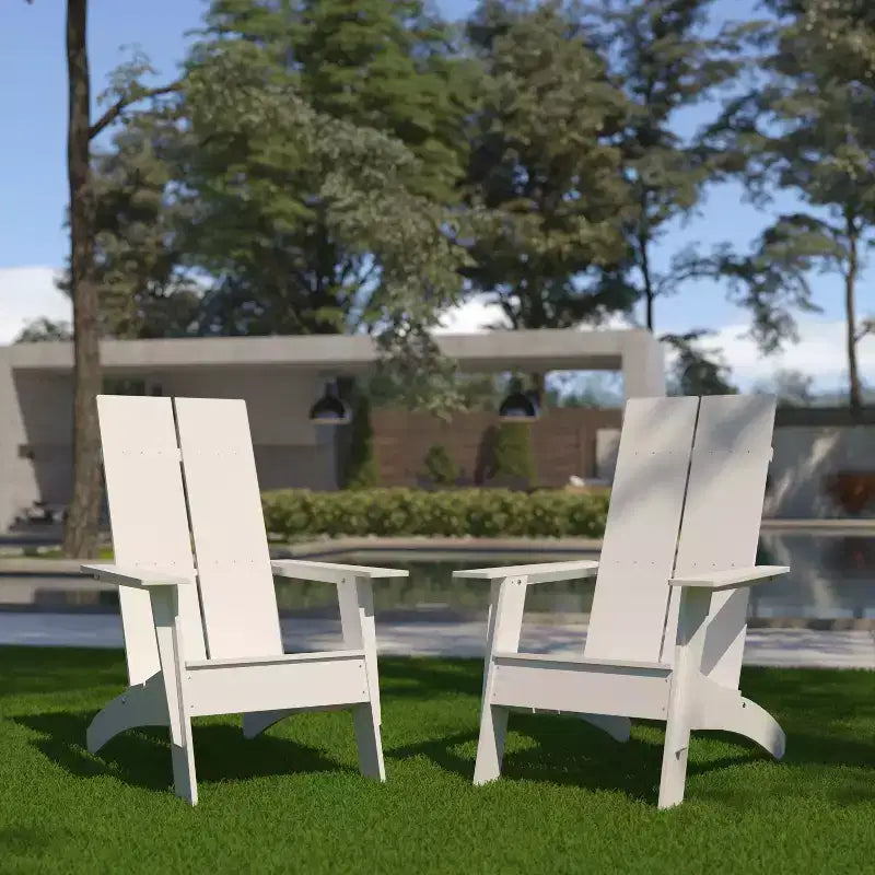 Flash Furniture Set di 2 Sedie Adirondack Sawyer Moderne in Legno di Poliresina per Tutte le Stagioni