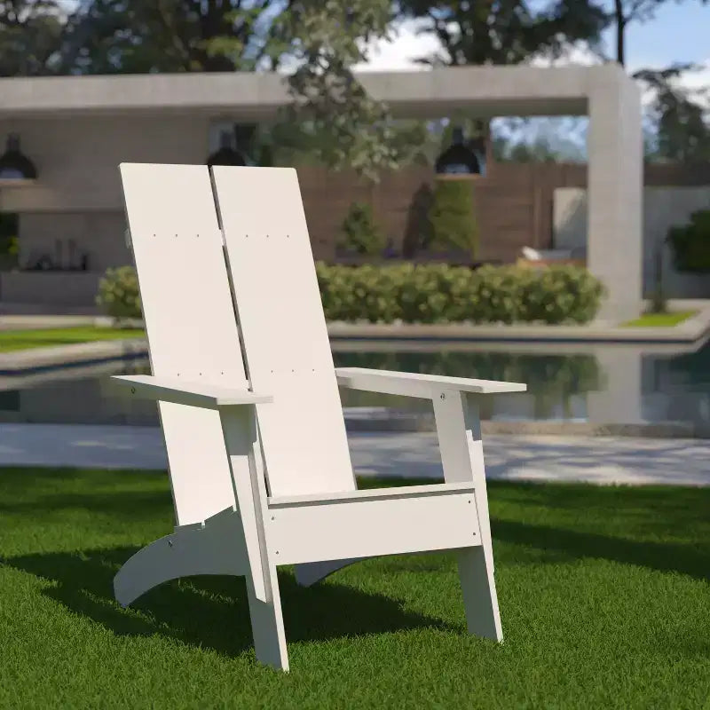 Sedia Adirondack Flash Furniture Sawyer moderna in legno di poliresina per tutte le stagioni