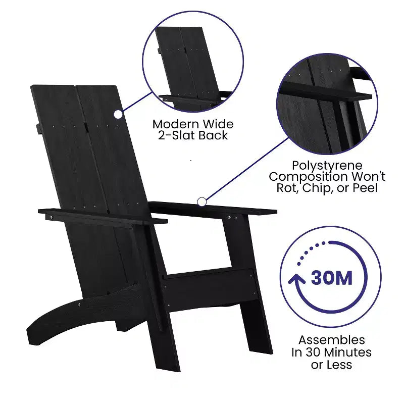 Sedia Adirondack Flash Furniture Sawyer moderna in legno di poliresina per tutte le stagioni