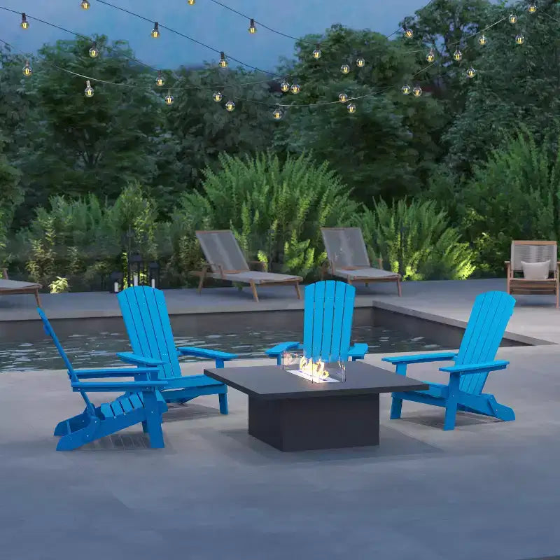 Merrick Lane Set di 4 Sedie Lounge Pieghevoli Adirondack in Poliresina - Sedia da Patio per Interni/Esterni per Tutte le Stagioni