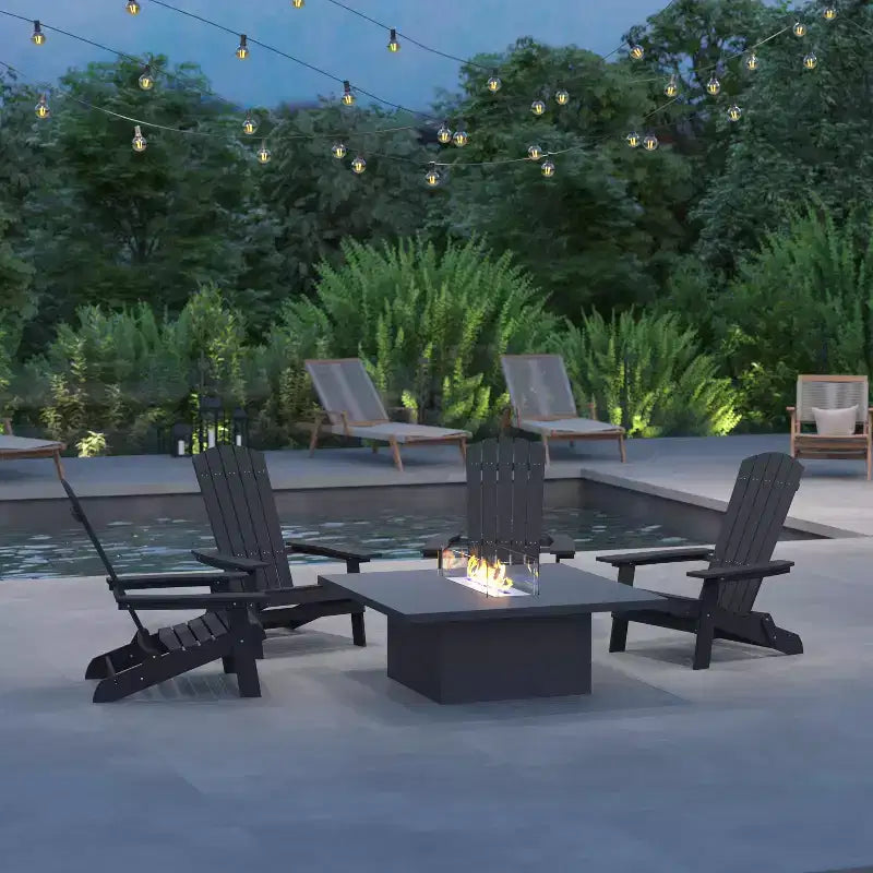 Merrick Lane Set di 4 Sedie Lounge Pieghevoli Adirondack in Poliresina - Sedia da Patio per Interni/Esterni per Tutte le Stagioni