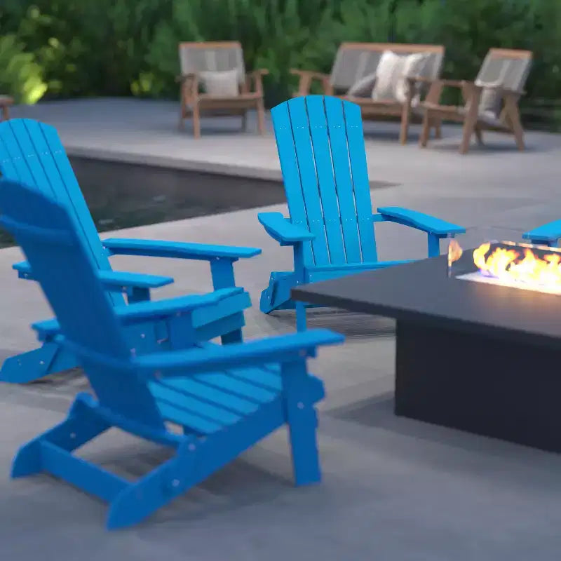 Merrick Lane Set di 4 Sedie Lounge Pieghevoli Adirondack in Poliresina - Sedia da Patio per Interni/Esterni per Tutte le Stagioni