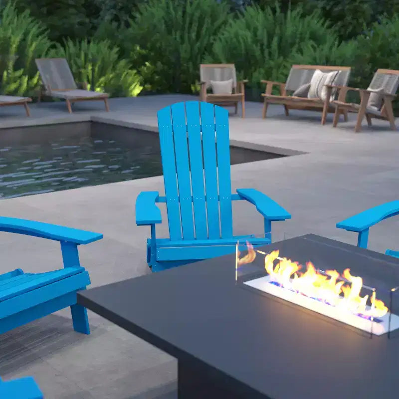 Merrick Lane Set di 4 Sedie Lounge Pieghevoli Adirondack in Poliresina - Sedia da Patio per Interni/Esterni per Tutte le Stagioni