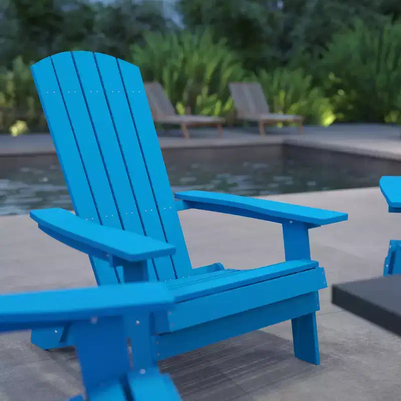 Merrick Lane Set di 4 Sedie Lounge Pieghevoli Adirondack in Poliresina - Sedia da Patio per Interni/Esterni per Tutte le Stagioni