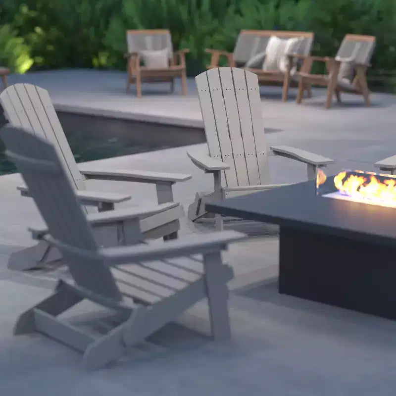 Merrick Lane Set di 4 Sedie Lounge Pieghevoli Adirondack in Poliresina - Sedia da Patio per Interni/Esterni per Tutte le Stagioni