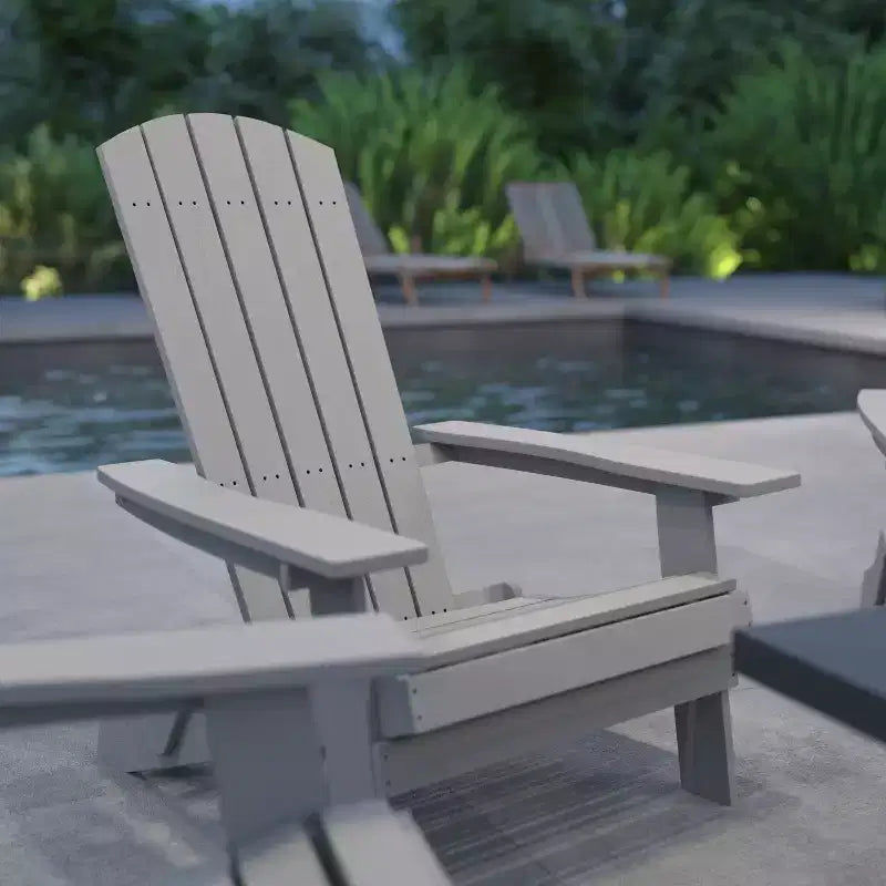 Merrick Lane Set di 4 Sedie Lounge Pieghevoli Adirondack in Poliresina - Sedia da Patio per Interni/Esterni per Tutte le Stagioni