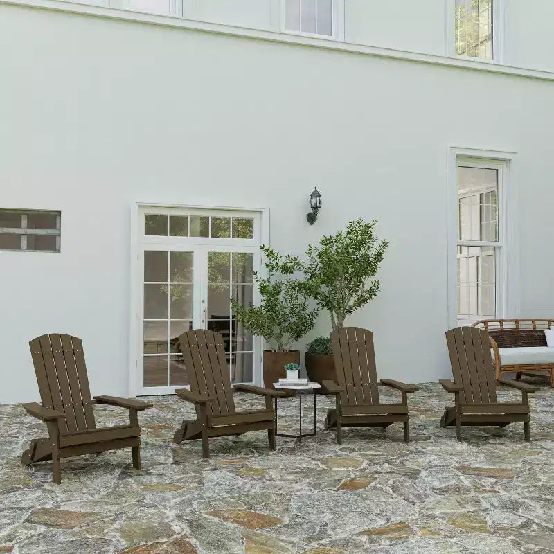 Merrick Lane Set di 4 Sedie Lounge Pieghevoli Adirondack in Poliresina - Sedia da Patio per Interni/Esterni per Tutte le Stagioni