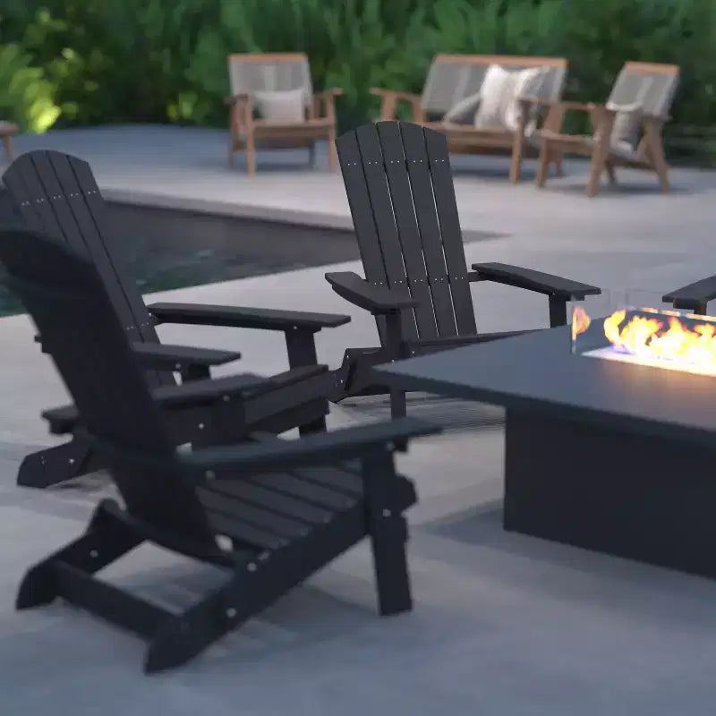 Merrick Lane Set di 4 Sedie Lounge Pieghevoli Adirondack in Poliresina - Sedia da Patio per Interni/Esterni per Tutte le Stagioni
